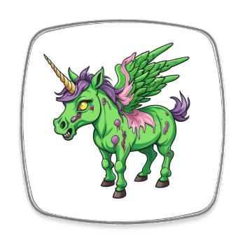 Zombie Einhorn Illustration - Viereckiger Kühlschrankmagnet - Weiß - Vorne