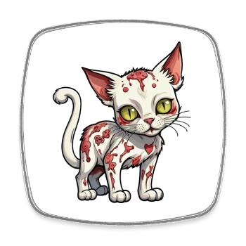 Illustration de chat zombie - Magnet carré - blanc - Devant