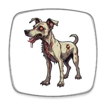 Illustration de chien zombie - Magnet carré - blanc - Devant