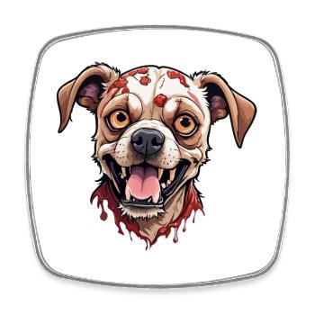 Illustration de chien zombie - Magnet carré - blanc - Devant