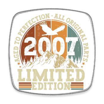 Vintage 2007 Vintage Birthday Gift Retro - Square fridge magnet - white - Front