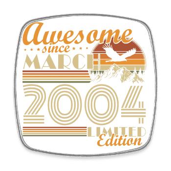 March 2004 Vintage Born Birthday Gift - Square fridge magnet - white - Front