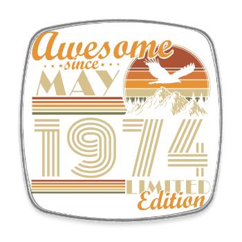 Mai 1974 Vintage né idée cadeau d’anniversaire - Magnet carré - blanc - Devant