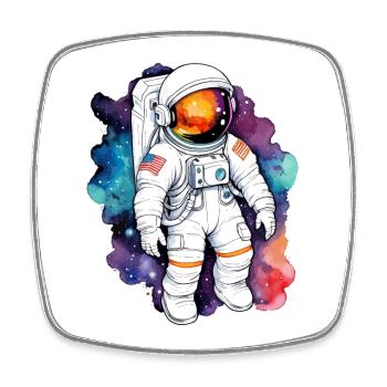 Astronaut Watercolor Watercolor - Square fridge magnet - white - Front