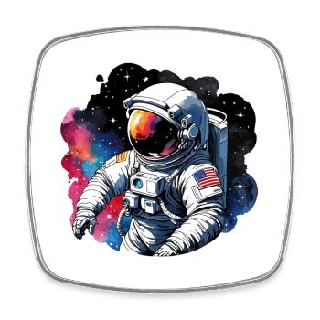 Astronaut Watercolor Watercolor - Square fridge magnet - white - Front