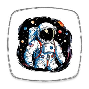 Astronaut Watercolor Watercolor - Square fridge magnet - white - Front