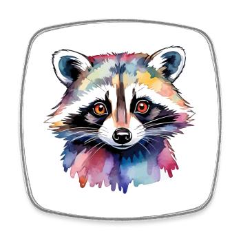 Illustration aquarelle de raton laveur - Magnet carré - blanc - Devant