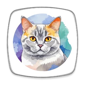 British Shorthair Watercolor - Square fridge magnet - white - Front