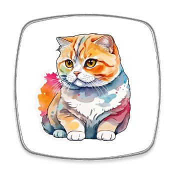 Scottish Fold Schottische Faltohrkatze - Viereckiger Kühlschrankmagnet - Weiß - Vorne