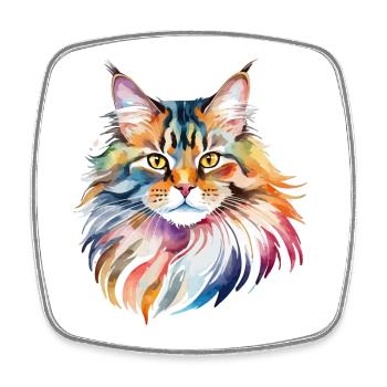 Aquarelles Maine Coon - Magnet carré - blanc - Devant