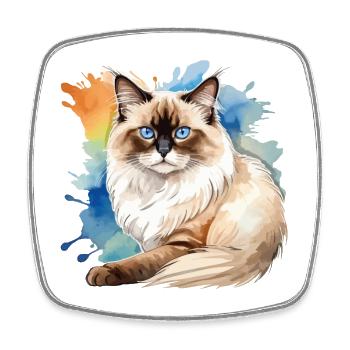 Birmakatze Wasserfarben - Viereckiger Kühlschrankmagnet - Weiß - Vorne