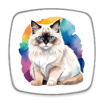 Birmakatze Wasserfarben - Viereckiger Kühlschrankmagnet - Weiß - Vorne