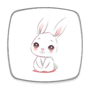 Lapin mignon - Magnet carré - blanc - Devant