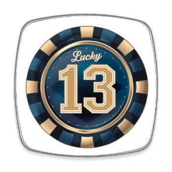 Lucky 13 - Square fridge magnet - white - Front