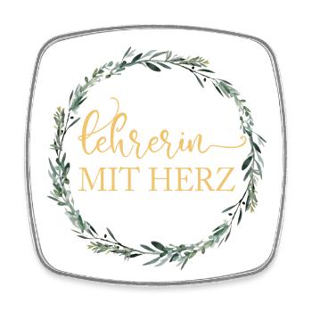 Lehrerin mit Herz! Personalisierbares Design - Viereckiger Kühlschrankmagnet - Weiß - Vorne