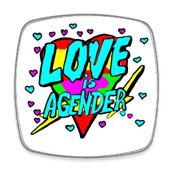 Love is Agender - Viereckiger Kühlschrankmagnet - Weiß - Vorne