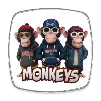 Monkeys 4 - Magnet carré - blanc - Devant