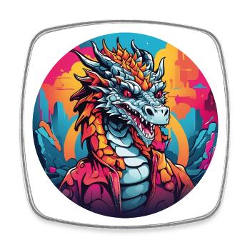 Feuerdrache Drachenportrait für Drachenfans Drache - Viereckiger Kühlschrankmagnet - Weiß - Vorne