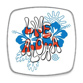 Hawaii Live Aloha Good Vibe Saying Retro - Square fridge magnet - white - Front