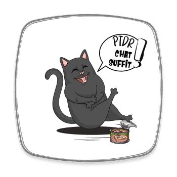Le Chat Cartoon Mort de rire (mdr) - Magnet carré - blanc - Devant