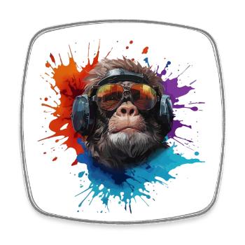 DJ Monkey Affen mit Sonnenbrille Safari - Viereckiger Kühlschrankmagnet - Weiß - Vorne