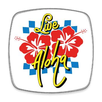 Hawaii Live Aloha Summer Vibe Saying Retro - Square fridge magnet - white - Front