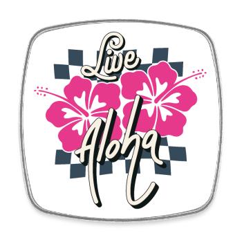 Hawaii Live Aloha Summer Vibe Saying Retro - Square fridge magnet - white - Front