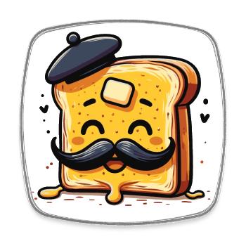 Breakfast Kawaii French Toast Lover Francophile - Square fridge magnet - white - Front