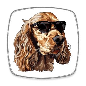 English Cocker Spaniel, Hund, Sonnenbrille, Sommer - Viereckiger Kühlschrankmagnet - Weiß - Vorne