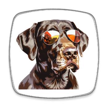 German Shorthair, chien, lunettes de soleil, été - Magnet carré - blanc - Devant