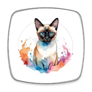 Siamkatze Wasserfarben - Viereckiger Kühlschrankmagnet - Weiß - Vorne