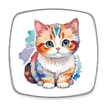 Munchkin Dackelkatze Wasserfarben - Viereckiger Kühlschrankmagnet - Weiß - Vorne