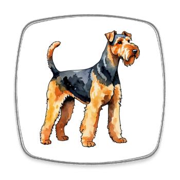 Airedale Terrier Wasserfarben - Viereckiger Kühlschrankmagnet - Weiß - Vorne