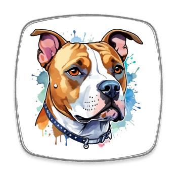 American Staffordshire Terrier Wasserfarben - Viereckiger Kühlschrankmagnet - Weiß - Vorne