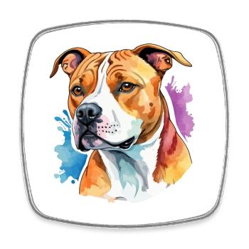 American Staffordshire Terrier Wasserfarben - Viereckiger Kühlschrankmagnet - Weiß - Vorne