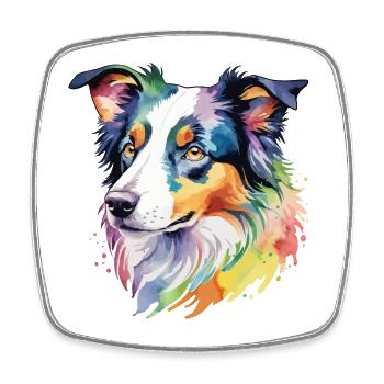 Border Collie Watercolors - Square fridge magnet - white - Front