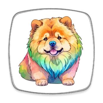 Chow Chow Wasserfarben - Viereckiger Kühlschrankmagnet - Weiß - Vorne