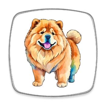 Chow Chow Wasserfarben - Viereckiger Kühlschrankmagnet - Weiß - Vorne