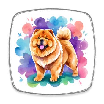Chow Chow Wasserfarben - Viereckiger Kühlschrankmagnet - Weiß - Vorne