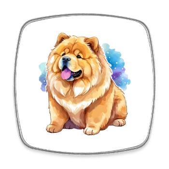 Chow Chow Wasserfarben - Viereckiger Kühlschrankmagnet - Weiß - Vorne
