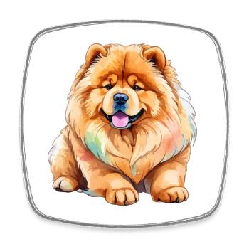 Chow Chow Wasserfarben - Viereckiger Kühlschrankmagnet - Weiß - Vorne