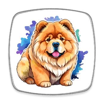 Chow Chow Wasserfarben - Viereckiger Kühlschrankmagnet - Weiß - Vorne