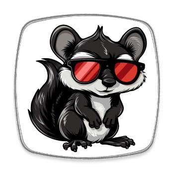 Skunk Lunettes de soleil Cadeau - Magnet carré - blanc - Devant