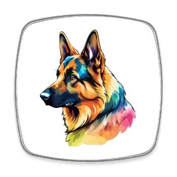Deutscher Schäferhund Wasserfarben - Viereckiger Kühlschrankmagnet - Weiß - Vorne