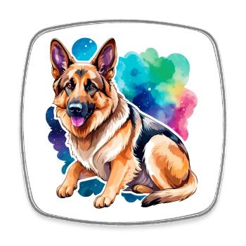 Deutscher Schäferhund Wasserfarben - Viereckiger Kühlschrankmagnet - Weiß - Vorne