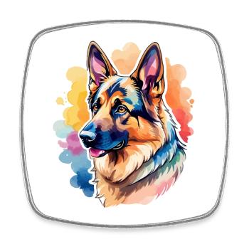 Deutscher Schäferhund Wasserfarben - Viereckiger Kühlschrankmagnet - Weiß - Vorne