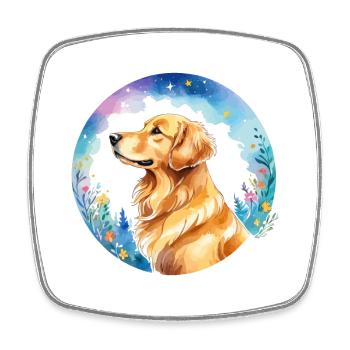 Golden Retriever Wasserfarben - Viereckiger Kühlschrankmagnet - Weiß - Vorne