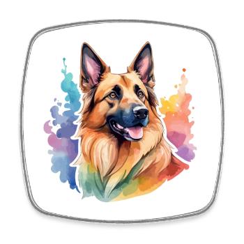 Belgian Shepherd Watercolor - Square fridge magnet - white - Front