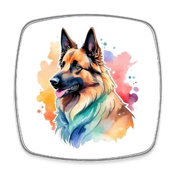 Belgischer Schäferhund Wasserfarben - Viereckiger Kühlschrankmagnet - Weiß - Vorne
