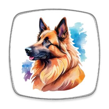 Belgischer Schäferhund Wasserfarben - Viereckiger Kühlschrankmagnet - Weiß - Vorne
